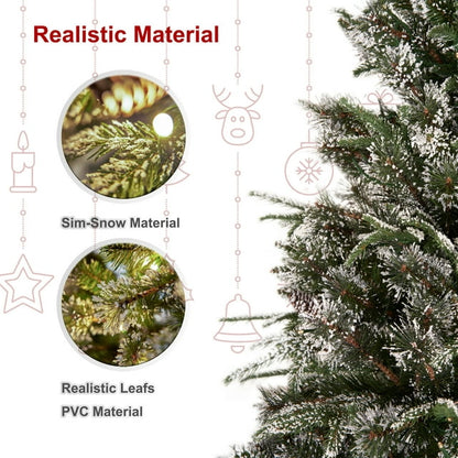 Cheelom 6ft Pre-Lit Pencil Christmas Tree Hinged Holiday Decoration w/ 240 LED Lights 1273 Tips Metal Base