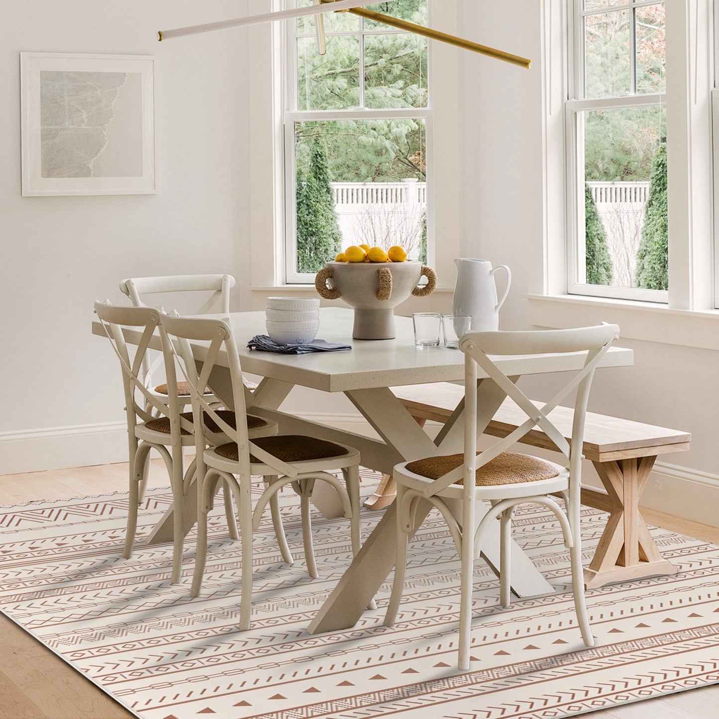 FOXHOUSE 6x9 Area Rugs Living Room,Large Soft Machine Washable Boho Moroccan Farmhouse Neutral Stain Resistant Indoor Floor Carpet for Bedroom Dining Room Office Playroom - Beige Brown