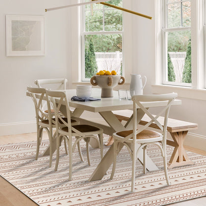 FOXHOUSE 6x9 Area Rugs Living Room,Large Soft Machine Washable Boho Moroccan Farmhouse Neutral Stain Resistant Indoor Floor Carpet for Bedroom Dining Room Office Playroom - Beige Brown