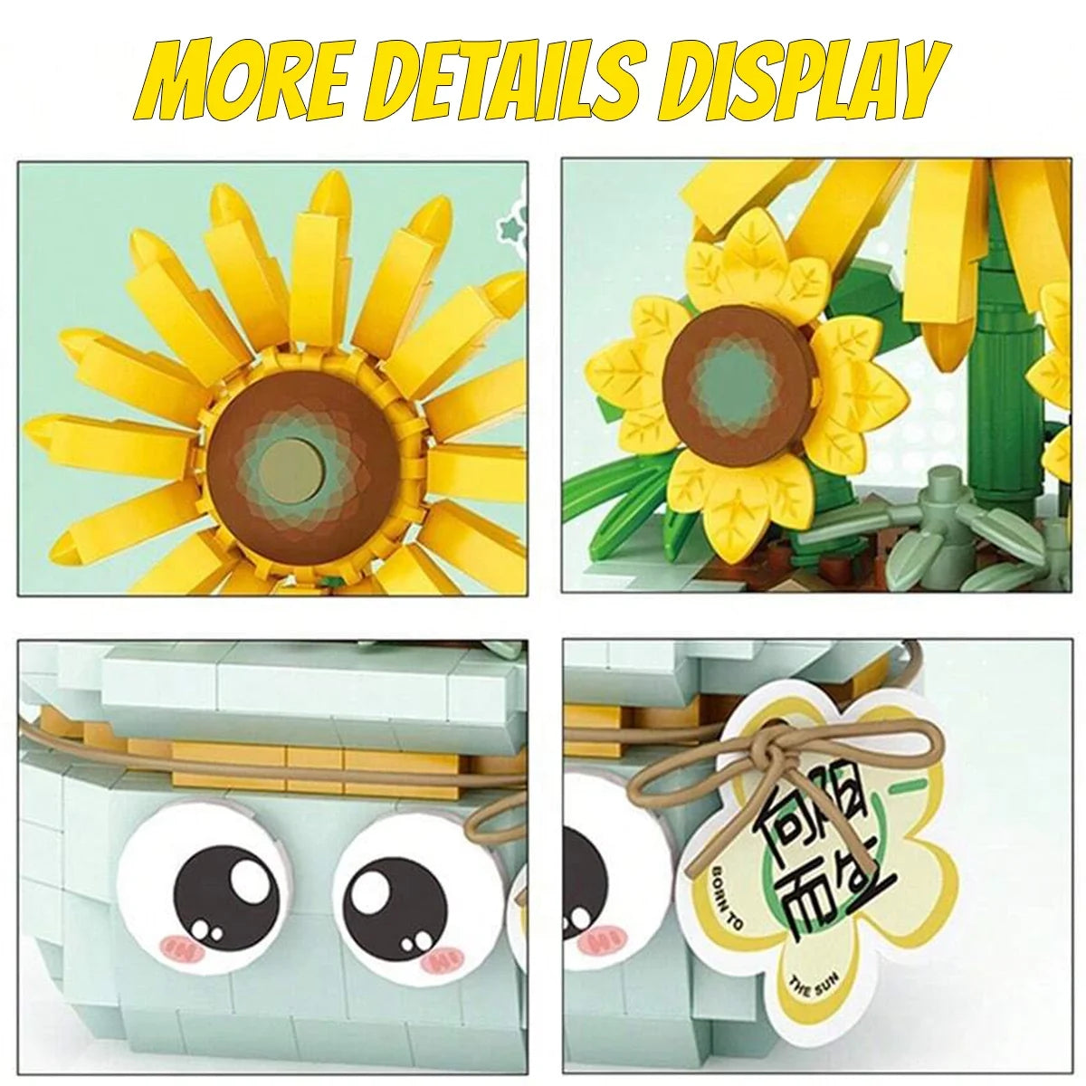YOMYM Sunflowers Building Set Artificial Flowers for Home Decor Flower Building Toy Set for Kids Sunflower Gift for Girls and Boys Ages 8 and Up