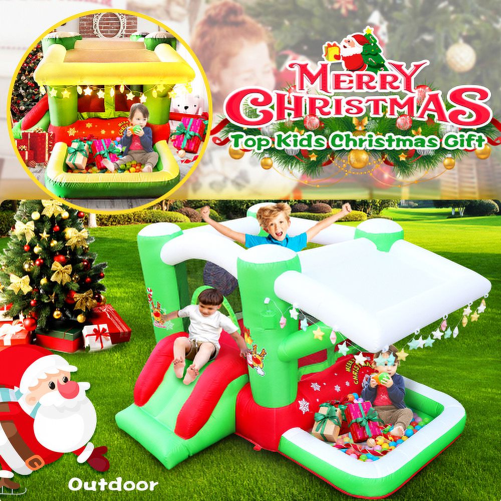 Cheelom Christmas Jump 'n Slide Inflatable Bouncer for Kids Complete Setup with Blower - 80" x 91" Play Area - 55" Tal