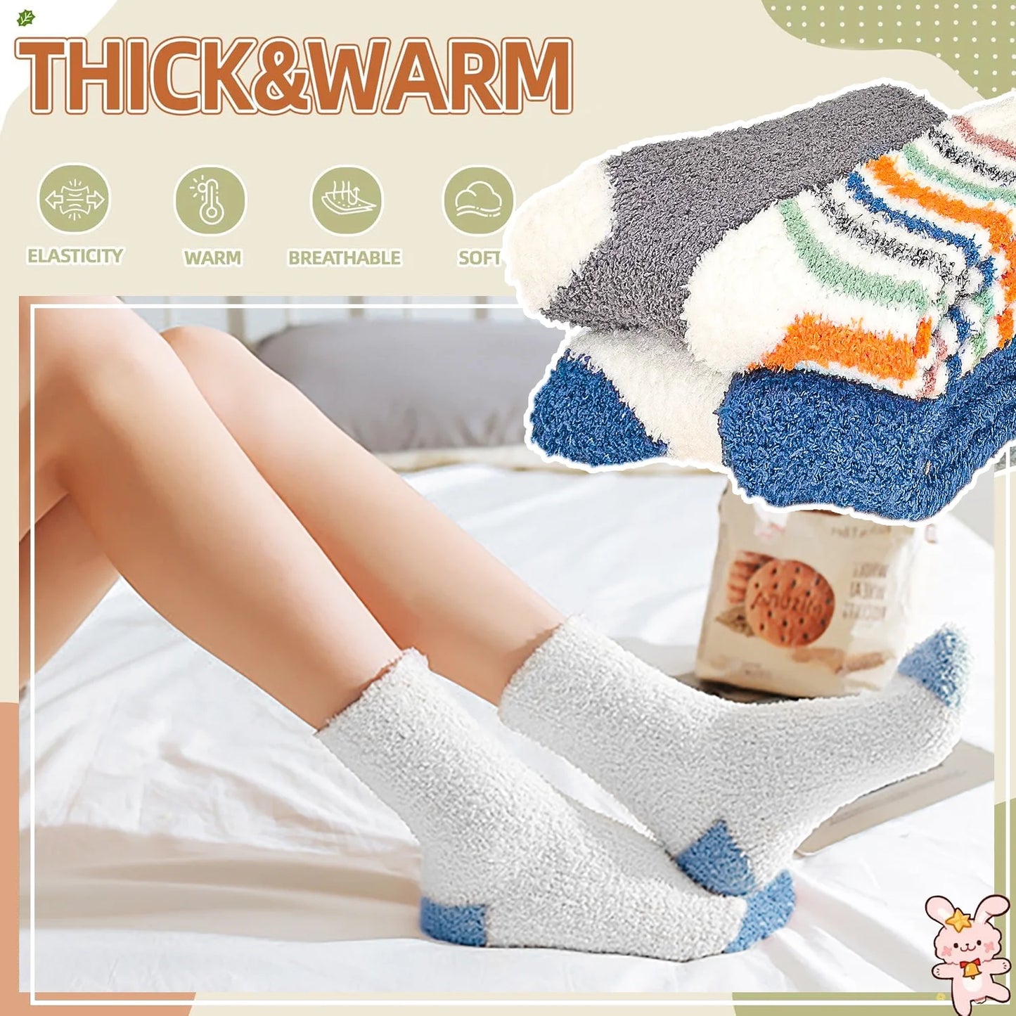 YOMYM Fuzzy Cozy for Womens Fluffy Cozy Winter Warm Fuzzy Crew Socks