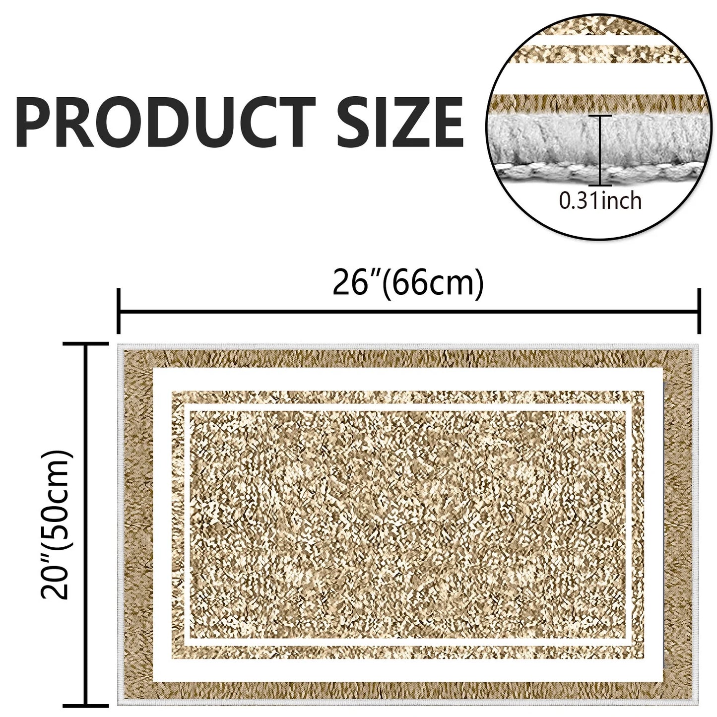 TECHVIDA Bathroom Rugs,Non-Slip Ultra Soft Bath Mat,Soft Absorbent Bathroom Rug and Bath Mat,Machine Washable,(18"x26",Beige and White)