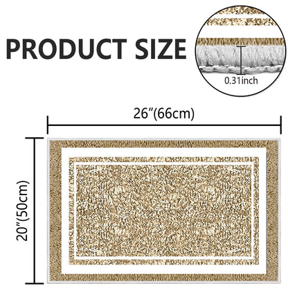 TECHVIDA Bathroom Rugs,Non-Slip Ultra Soft Bath Mat,Soft Absorbent Bathroom Rug and Bath Mat,Machine Washable,(18"x26",Beige and White)