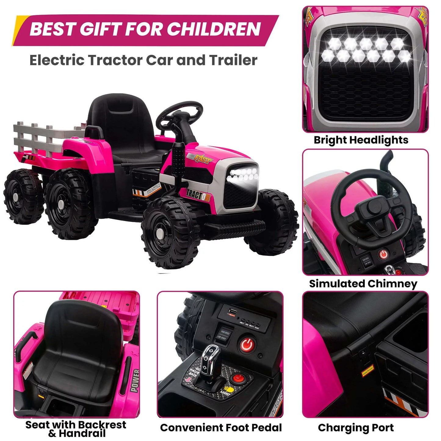 12V Kids Ride on Motorcycle Battery Powered Electric 4 Wheels Motorcycle with Lights