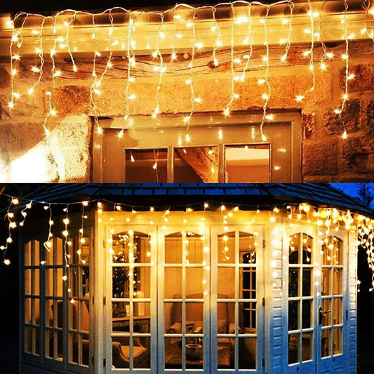 Cheelom 2023 Christmas Lights Outdoor 96 Led Solar Icicle Lights Christmas Decorations Outdoor Indoor Outdoor Wedding Party Patio Christmas Lights Clearance Sale
