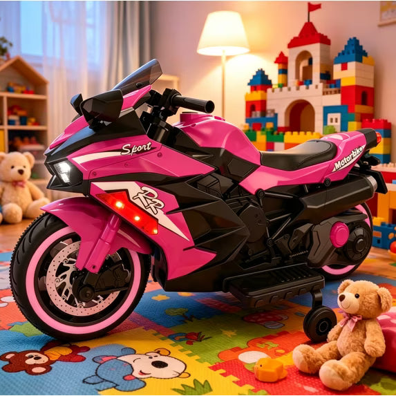 ZOGYMOZ 12V Electric Ride on Motorcycle, Kids Motorcycle with Remote Control & Bluetooth Music, Gifts for Children