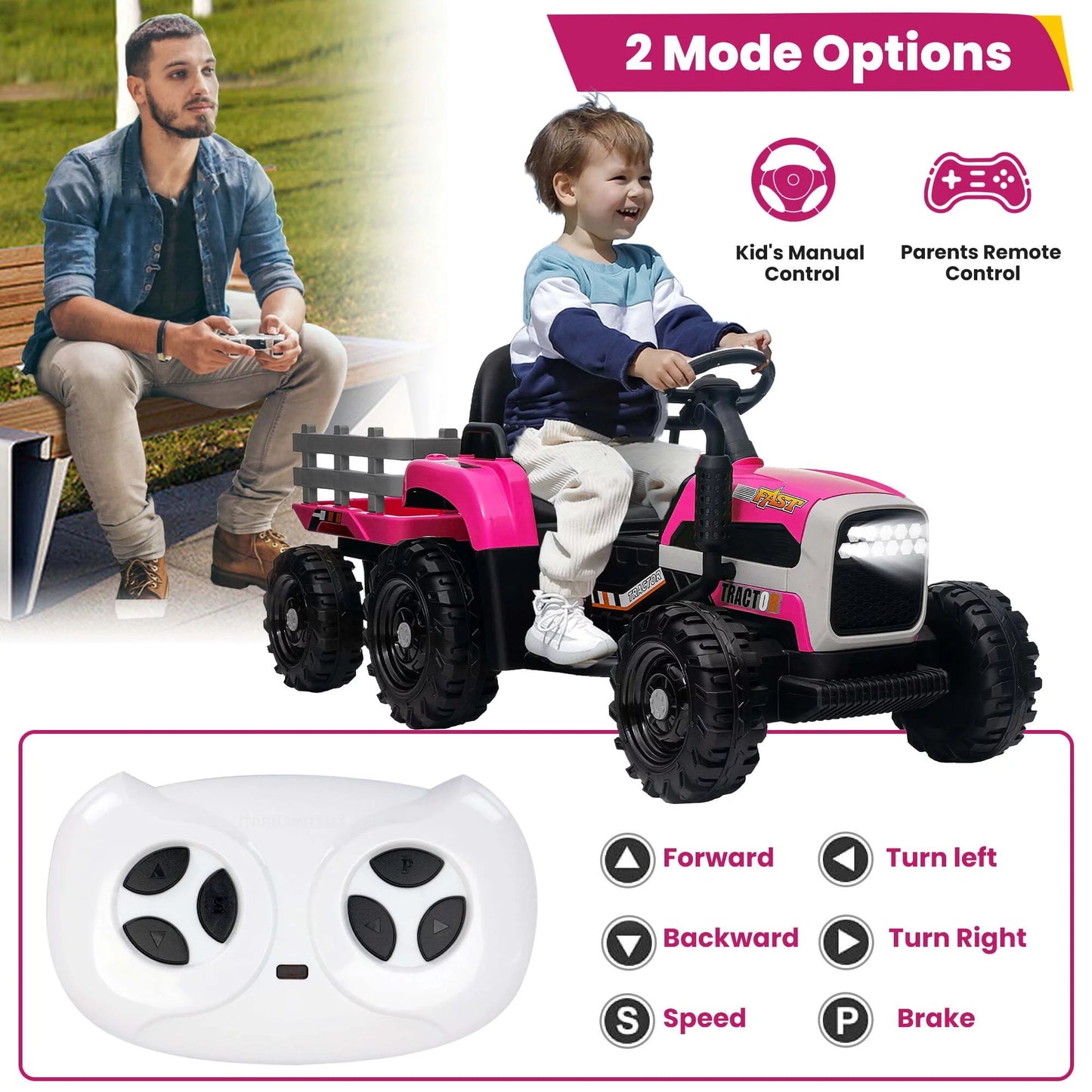 12V Kids Ride on Motorcycle Battery Powered Electric 4 Wheels Motorcycle with Lights