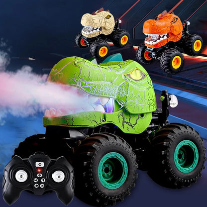 HNH Dinosaur Remote Control Car, RC Monster Trucks, 2.4GHz RC Stunt Car with Spray Lights & Sound, RC Truck for Boys Gifts Age 3-12, 1200 mah
