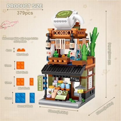 ZOGYMOZ 379Pcs Japanese Street Building Blocks Set, Mini Bricks Construction Building Toy for Kids and Adults,Simulation Architecture Creative Model Blocks