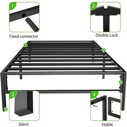 TECHVIDA Heavy Duty Metal Twin Bed Frame with Under Bed Storage - 14 Inches High, Sturdy Steel Slat Support, No Box Spring Required, Platform Bed Frame