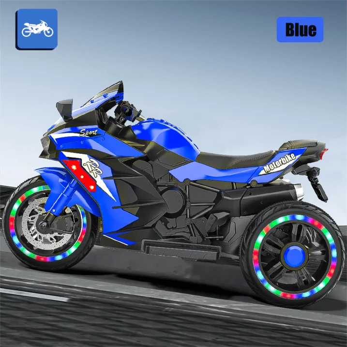 HNH Kids Motorcycle Ride On Car with 3 Wheel, 12V Electric Motorbike for Kids, LED Tire and Bluetooth Music, Ride On Car Gift