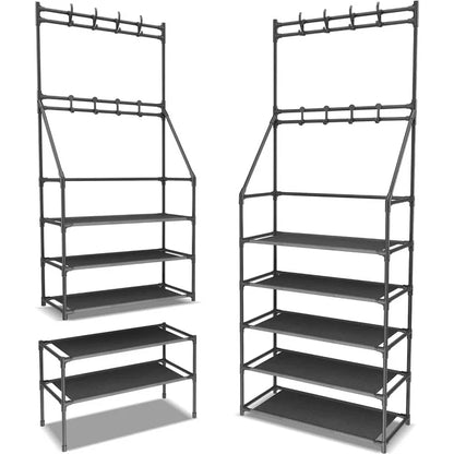 TECHVIDA Coat and Shoe Rack, 5-Tier Shoe Rack for Entryway,Coat Rack with Shoe Storage(Clearance)