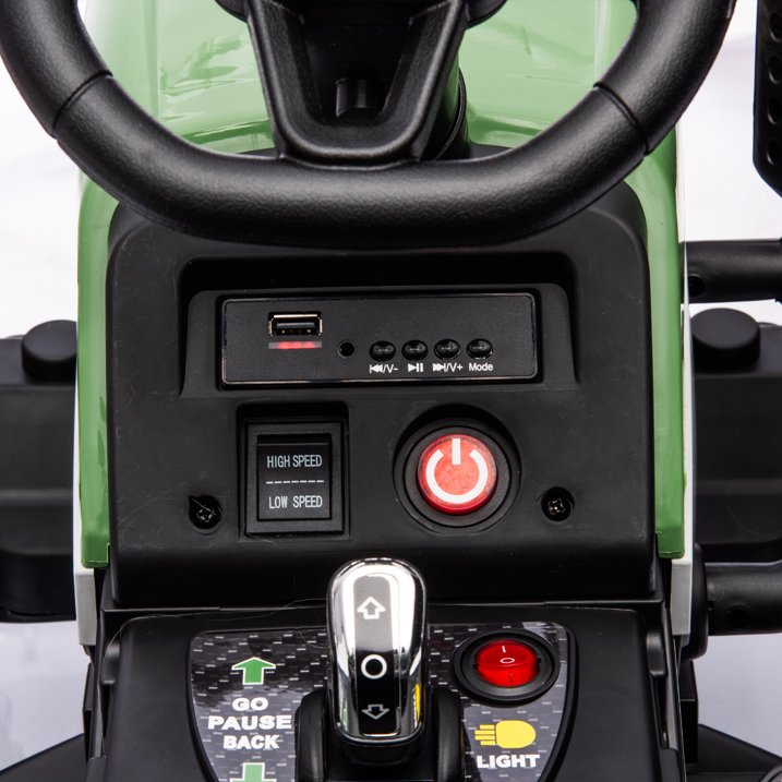 HNH 24V Ride on Toy,Kids Ride On Tractor with Trailer & Remote,Electric Car Toy with Bluetooth
