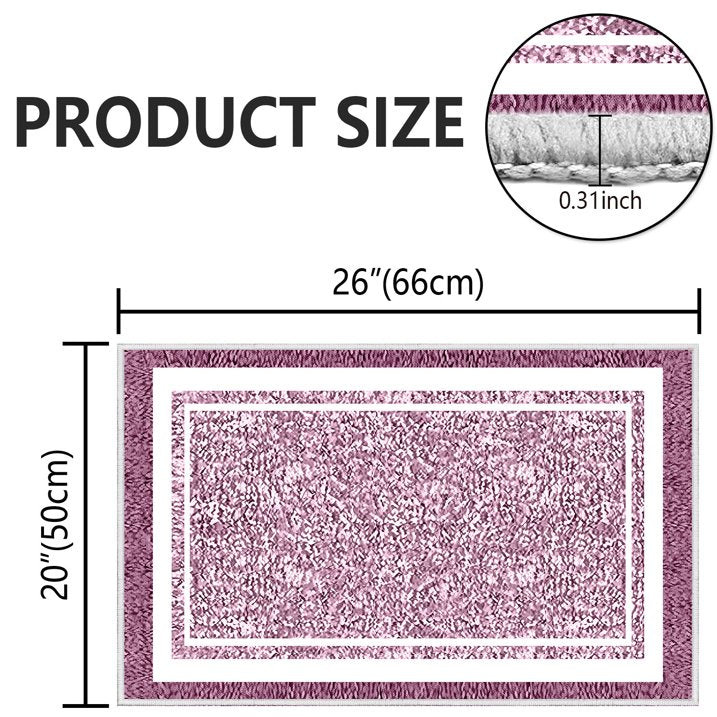 TECHVIDA Bathroom Rugs,Non-Slip Ultra Soft Bath Mat,Soft Absorbent Bathroom Rug and Bath Mat,Machine Washable,(18"x26",Pink and White)