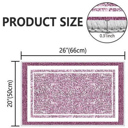TECHVIDA Bathroom Rugs,Non-Slip Ultra Soft Bath Mat,Soft Absorbent Bathroom Rug and Bath Mat,Machine Washable,(18"x26",Pink and White)