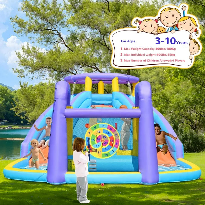 HONGLONG 8 in 1 Inflatable Bounce House with Blower for Kids,Outdoor Jumping Castle with Ball Pit for Child, Birthday Party