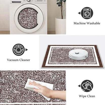 TECHVIDA Bathroom Rugs,Non-Slip Ultra Soft Bath Mat,Soft Absorbent Bathroom Rug and Bath Mat,Machine Washable,(18"x26",Brown and White)