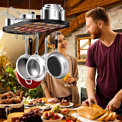 WERSEON Ceiling Mount Hanging Pot Rack, Pot Hanger Pots and Pans Organizer, Heavy Duty Cooking Hanger with 12 Hooks
