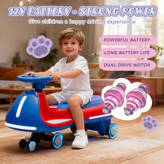 ProToys Swing Ride On Car, Electric Wiggle Car Toy for Kids 3-8 Years,5MPH Max Speed,Bluetooth Music,LED Lights
