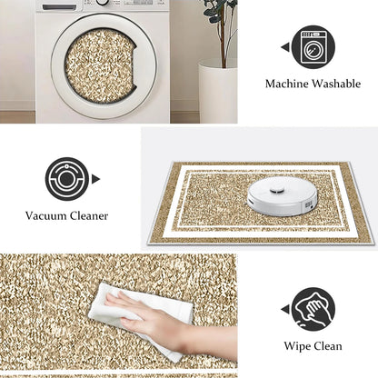TECHVIDA Bathroom Rugs,Non-Slip Ultra Soft Bath Mat,Soft Absorbent Bathroom Rug and Bath Mat,Machine Washable,(18"x26",Beige and White)