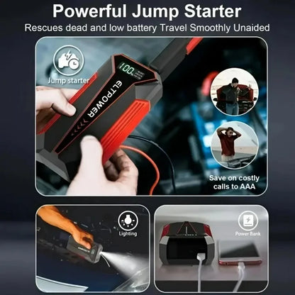 Bangben 20000mAh Car Battery Jump Starter with Dual USB Quick Charge and LED Light Black