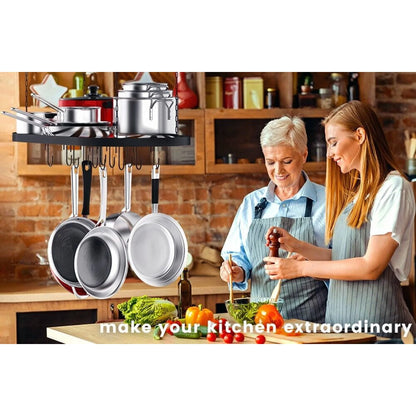 WERSEON Ceiling Mount Hanging Pot Rack, Pot Hanger Pots and Pans Organizer, Heavy Duty Cooking Hanger with 12 Hooks
