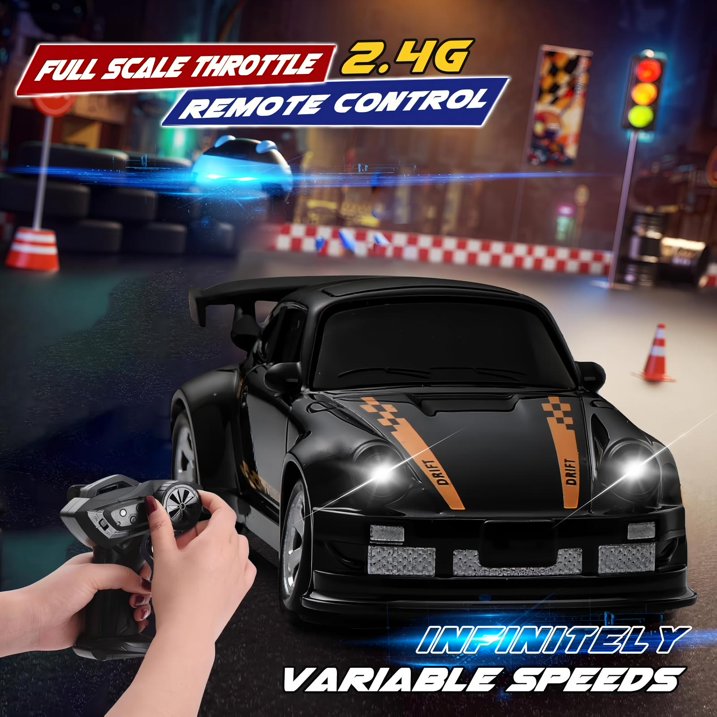 ZOGYMOZ Drift RC Car, Mini 2.4GHz 1:64 Scale 4WD High Speed Remote Control Cars, Racing Gift Boys Toys, Black