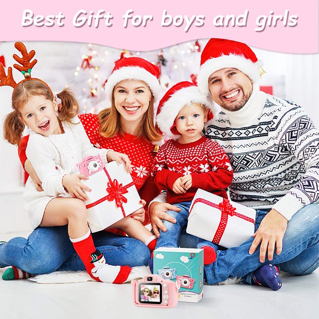 HNH Kid Camera for Girl Age 3-8 with 64GB,Pink Digital Camera with Three Games,Kids Toys for Girls