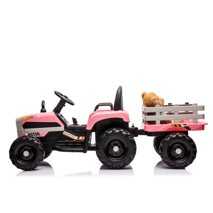 HNH 24V Ride on Toy,Kids Ride On Tractor with Trailer & Remote,Electric Car Toy with Bluetooth
