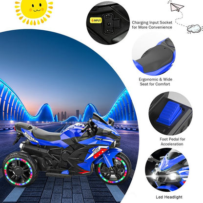 Zogymoz 12V Electric Motorcycles for Kids Dirt Bike Ride on Toy with Music and LED Light for 3-8 Years Old