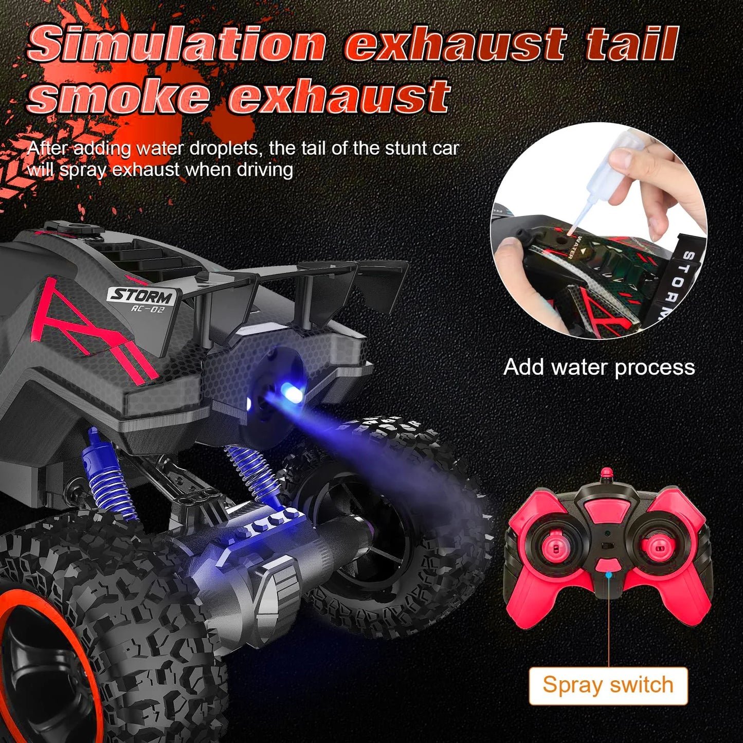HNH RC Car for Kids, Monster Truck Remote Control Cars 60 Min Play, 4WD Off-Road RC Car Gifts for Boys/Girls Ages 6+