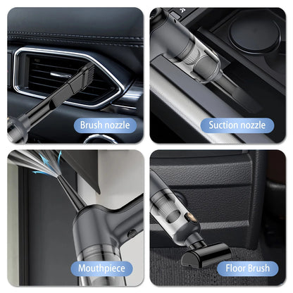 Bangben Car Vacuum Cleaner, Portable Cordless Vacuum Cleaner, Multifunctional Suction and Blow, with 5 Nozzles, Gray