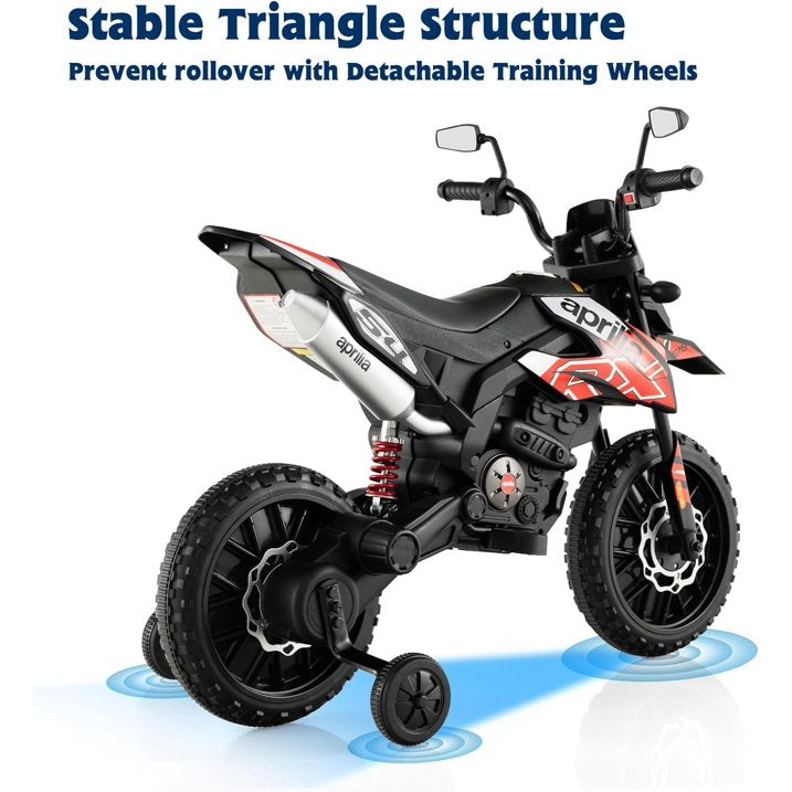 12V Ride Ons for Boys, Mini Electric Child Dirt Bike, Battery Powered Toy Motorcycle, Kids Ride On Motorcycle for Ages 3 Years and Up, Red