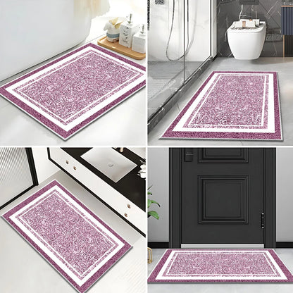TECHVIDA Bathroom Rugs,Non-Slip Ultra Soft Bath Mat,Soft Absorbent Bathroom Rug and Bath Mat,Machine Washable,(18"x26",Pink and White)