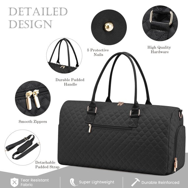 YOMYM Travel Duffle Bag Weekender Bag for Women with Toiletry Bag Carry on Overnight Bag with Shoe Compartment