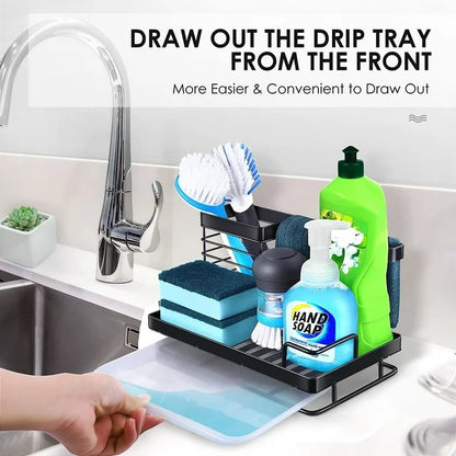 Werseon Sink Caddy, Sponge Holder with Removable Drip Tray, Kitchen Sink Organizer Basket for Sponges, Brushes