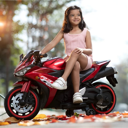 Zogymoz Kid Motorcycle,12V Kids Electric Motorcycle with Hand Throttle,Ride On Motorbike Max Load 88LB (Red)