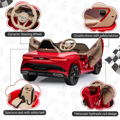 Ride on Coys with Remote Control, Licensed Bentley Mulsanne 12V Ride On Cars for Boys Girls, Battery Powered lectric Ride on Vehicle with Music