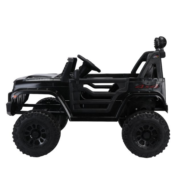 WUBEN 12V Kids Ride on Truck Battery Powered Ride on Toy Car with Remote for Child,Spring Suspension Black