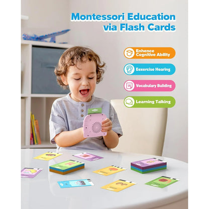 Pink Talking Flash Cards for Toddler 1 2 3 4 Year Olds, Language Learning Toys, Educational Toddlers Toys Reading Machine with 224 Words, Children's Sensory Learning Toys