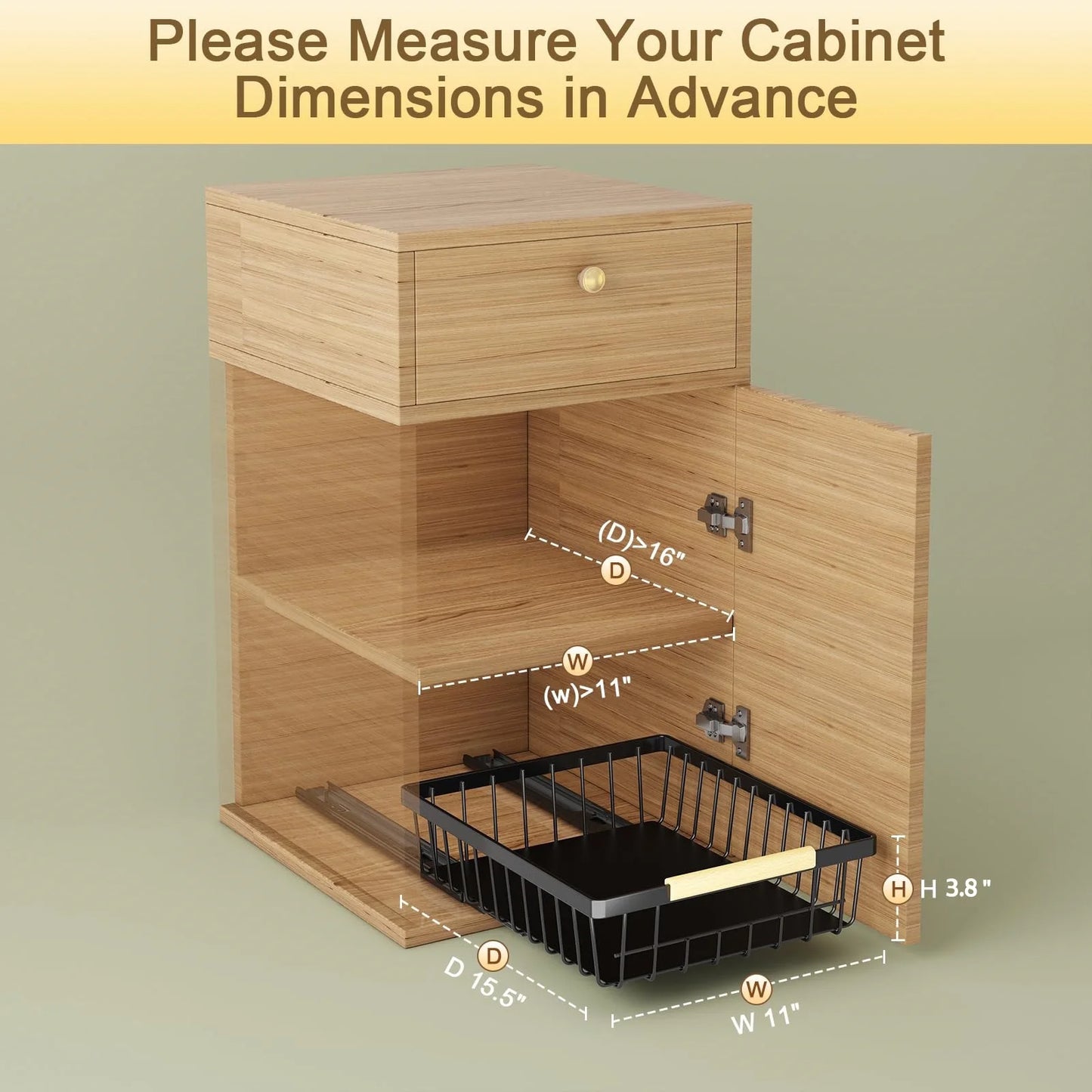 Cheelom 2 Pack Pull Out Cabinet Organizer, Metal Slide Out Drawers for Cabinets, Sliding Drawers Adhesive Nano Film Roll out Shelf for Kitchen