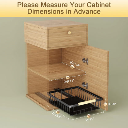 Cheelom 2 Pack Pull Out Cabinet Organizer, Metal Slide Out Drawers for Cabinets, Sliding Drawers Adhesive Nano Film Roll out Shelf for Kitchen