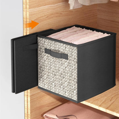 WERSEON 6 Pack Cube Storage Bins, Collapsible Fabric Storage Cubes Bins with Handles, Foldable Storage Cubes-Black