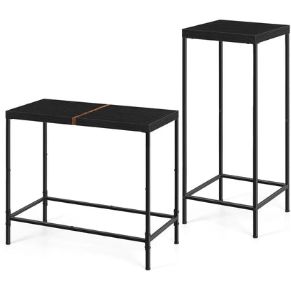Cheelom 2 Piece Wooden Narrow Console Table, Tall Side Table, Long Hallway Sofa Side Table, Small And Slim, Living Room Table Set For Bedroom Dorm