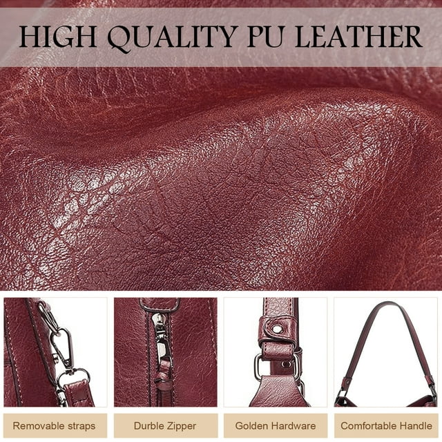 HONGLONG Women Handbag, Fashion PU Leather Tote Shoulder Bag Handbag,Set Zipper Work Tote,Coffee