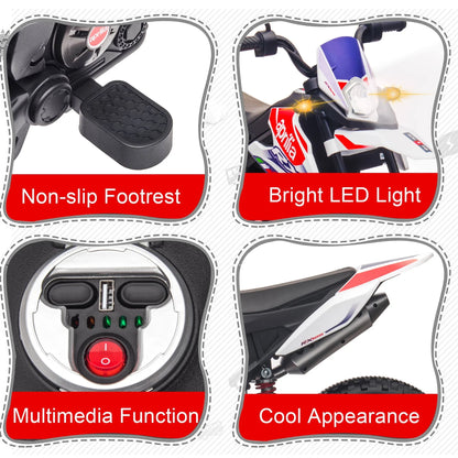 WERSEON Kids Motorcycle 12V, Licensed Aprilia RX125 Electric Ride on Motorbike for Toddlers with Training Wheels, Spring Suspension, Headlight, Music, Children Ages 3-6