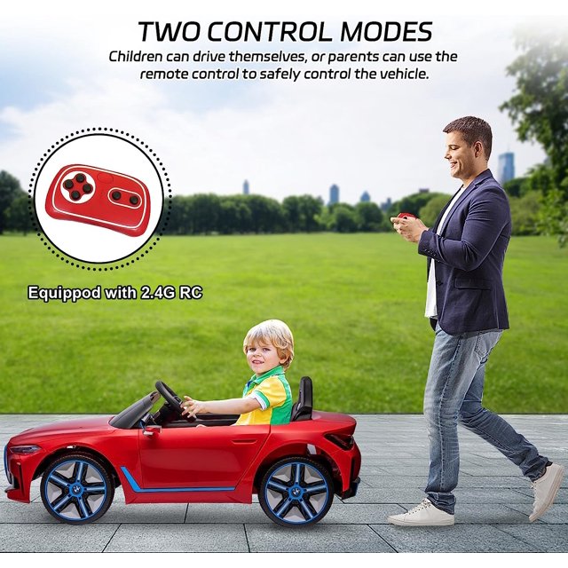 WUBEN 12v Licensed BMW Battery Powered Ride on Vehicle with Remote Control, Music Player for Child, Red