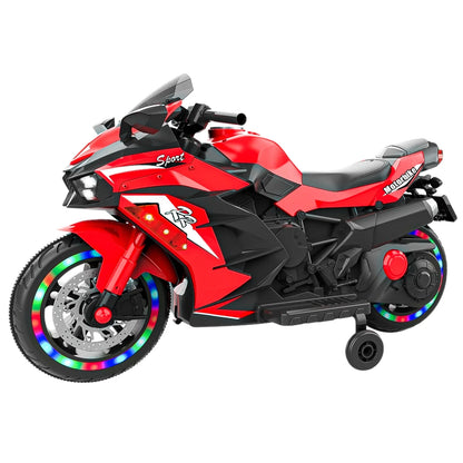 Cheelom Kids Motorcycle,12V Ride on Motorcycle Kids Toys, Children Electric Motorcycle with Hand Racing, PU Seat, Red