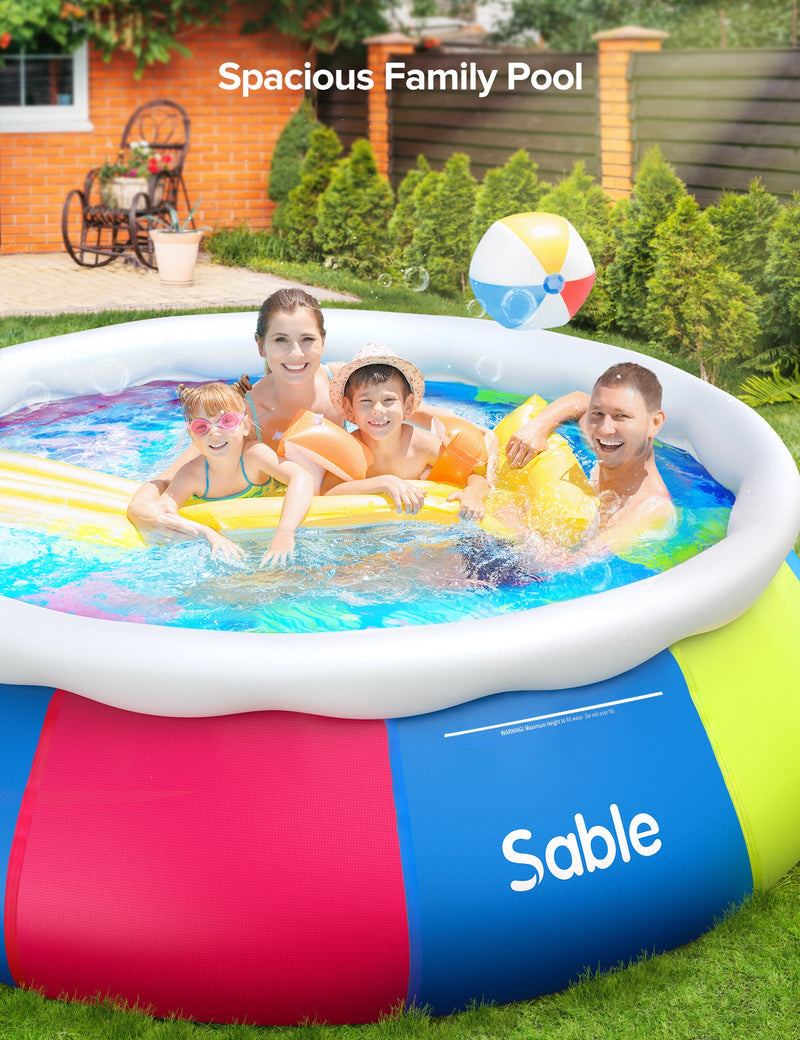 EVAJOY Swimming Pool Above Ground Pool Easy Set Blow Up Pool Kiddie Pool Inflatable Top Ring Swimming Pools for Adults Family Backyard Outdoor with Pool Cover 10ft*30in